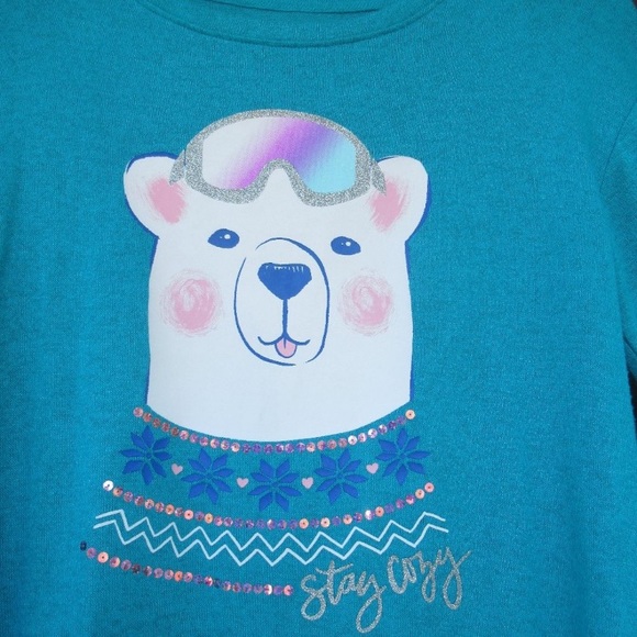 3/$12 SO polar bear cozy glitter graphic top w sequin XL 14 / 16 - Picture 9 of 17